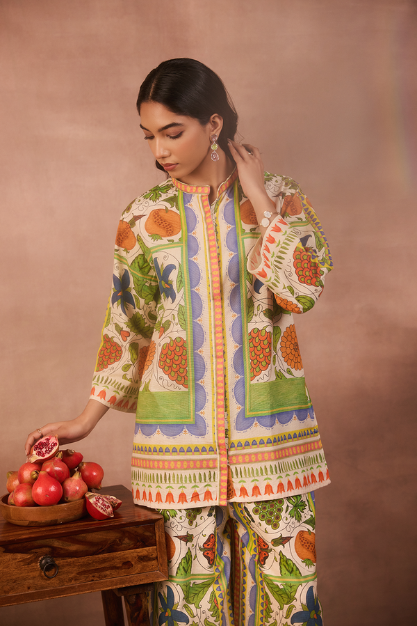 Printed Linen Co-ord Set with Fruity Motifs