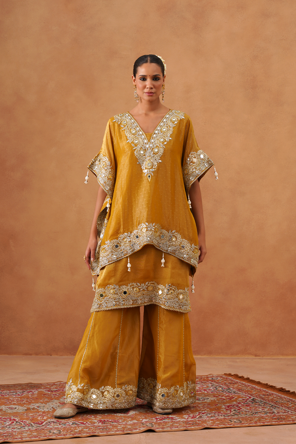 Mustard Caramel Tissue Kaftan