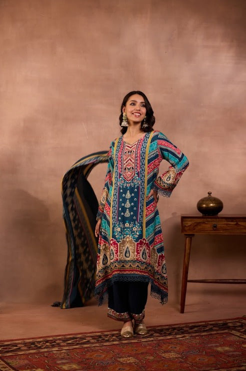Pure Muslin Pakistani Print Suit Set