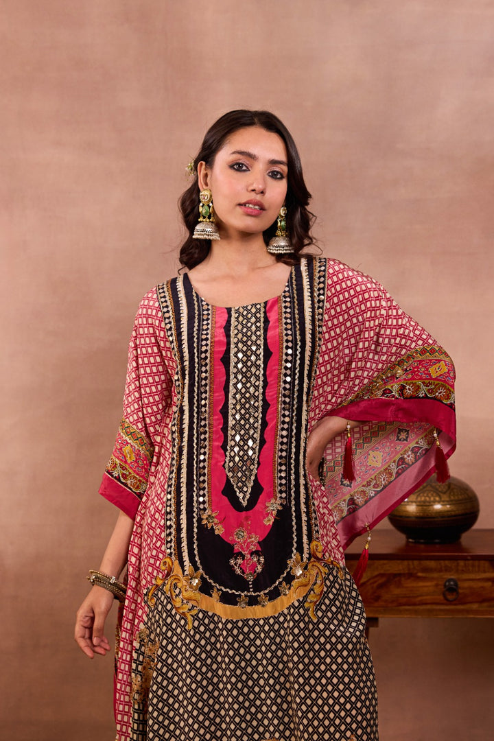 Red Silk Digital Print Kaftan