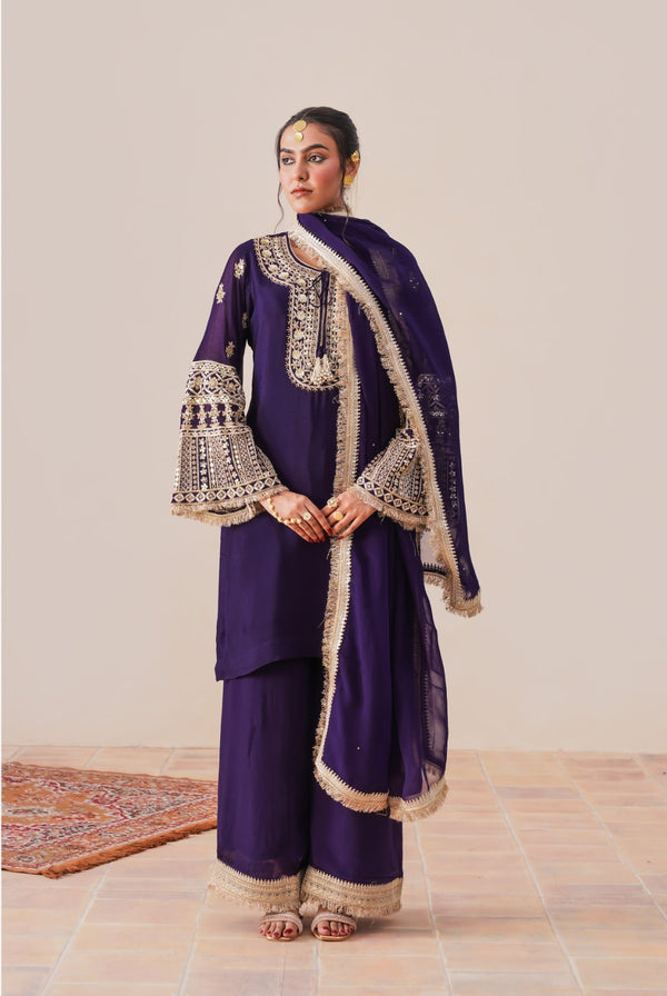 Deep Purple Chinon Suit Set